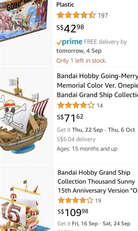 Bandai One Piece Grand Ship Collection Limited 15th 20th Anniversary