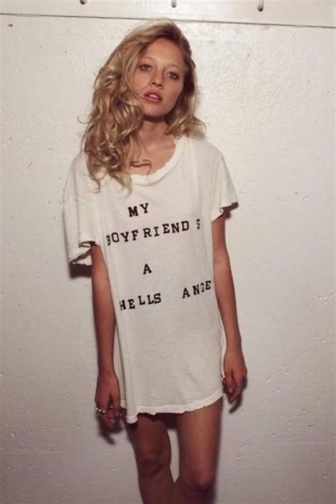 A girlfriend has taken 'needy' to a new extreme. T-shirt: shirt, my boyfriends a hells angel, angel, tumblr ...