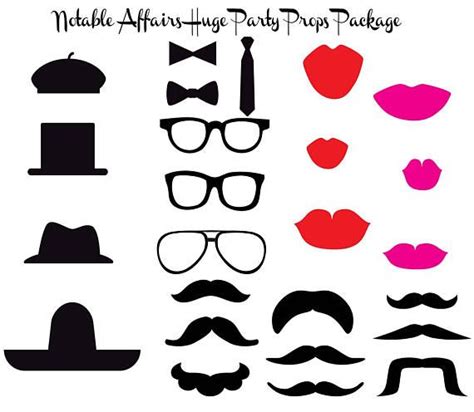 Instant Download 26 Mustaches Lips Hats Glasses Bow Ties For