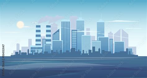 Urban Background Of Cityscape With The Factory City Skyline Vector
