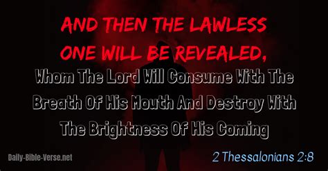 And their sins and their lawless deeds i will remember no more. from thematic bible. Daily Bible Verse | End Times | 2 Thessalonians 2:8