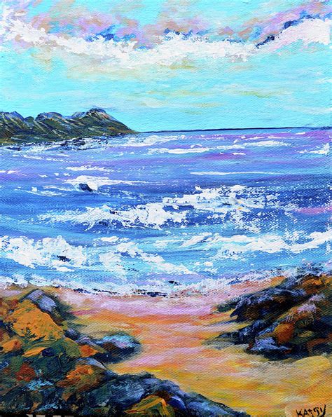 Lava Beach Ocean Painting Painting By Kathy Symonds Fine Art America