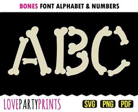 Bones Alphabet Svg Png Pdf Bones Font Bones Numbers Bones Etsy Uk