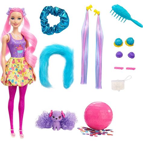 Mattel Barbie Color Reveal Glitter Hair Swaps Doll Glittery Pink With 25 Hairstyling Και Party