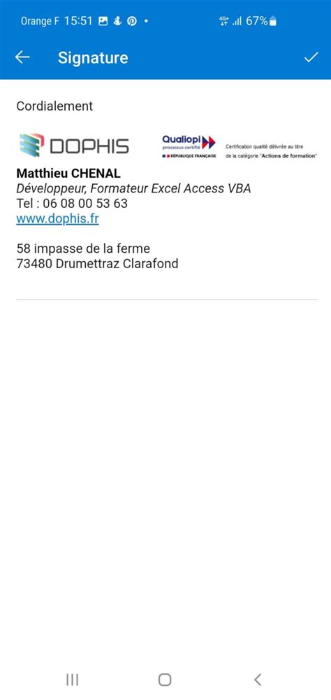 Signature Mail Outlook Android Dophis Développement Et Formation