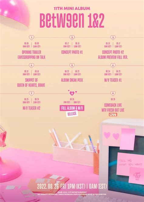Twice Shares Comeback Schedule For Between 1and2 Kpopstarz