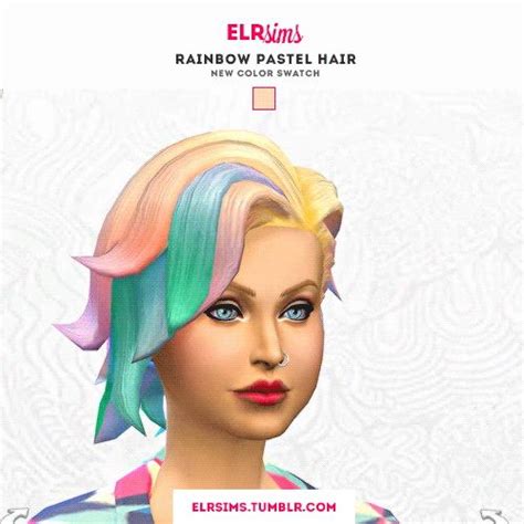 Elr Sims Rainbow Pastel Hair 3 Recolors Sims 4 Hairs Pastel