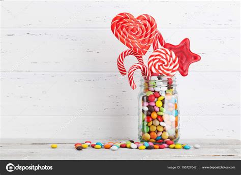 Colorful Sweets Lollipops Candies Space Your Greetings Stock Photo By