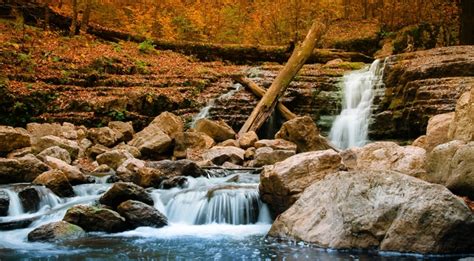 Rocks Autumn Trees Waterfalls Nature Coolwallpapersme