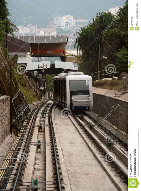 Penang hill (bukit bendera) cable car/funicular railway (lower station to upper station, uphill climb). Malaysia Penang Hill Cable Car Stock Photo - Image of park ...