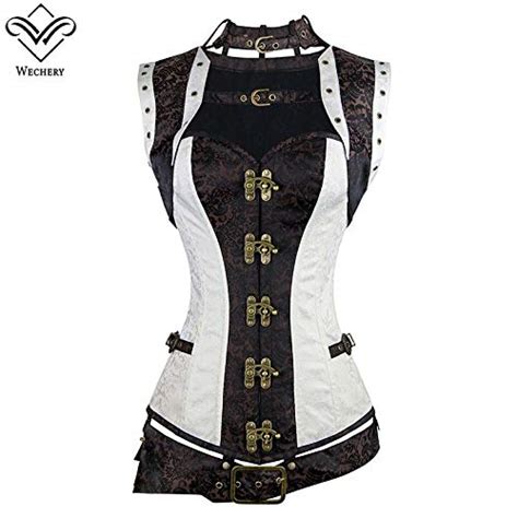 Buy Zzebra White Wechery Women Steampunk Corset Sexy Vintage Gothic Corselet Lace Up Buckle