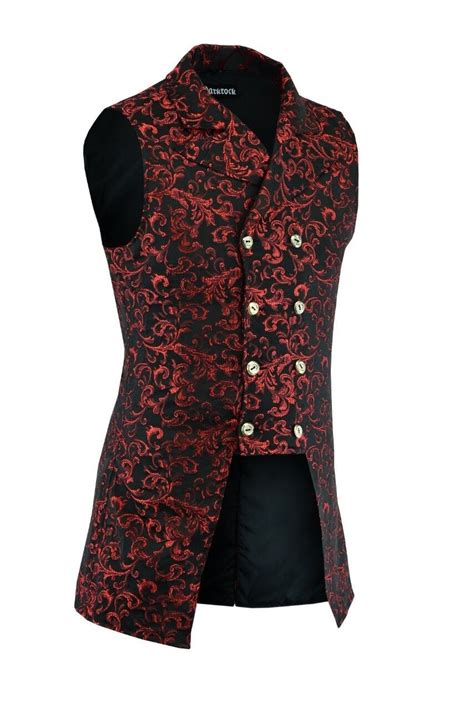 Mens Double Breasted Governor Vest Waistcoat Vtg Brocade Gothic