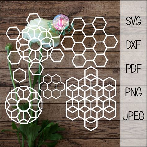 Geometric Hexagon Monogram Svg Geometric Clip Art Wall Decor Etsy