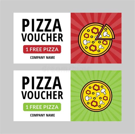 Pizza Voucher Templates Set Of Vector Free Pizza Coupons For