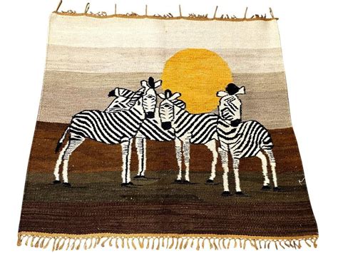 Moteng Weavers Lesotho Tapestry Zebras In Landscape Tapestries
