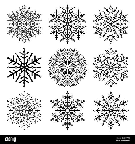 Set Of Snowflakes Stock Photo Alamy