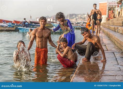 A Family Bathing In The Ganges River Editorial Stock Photo Image Of Bathing Believed