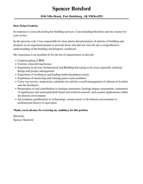 Building Surveyor Cover Letter Velvet Jobs
