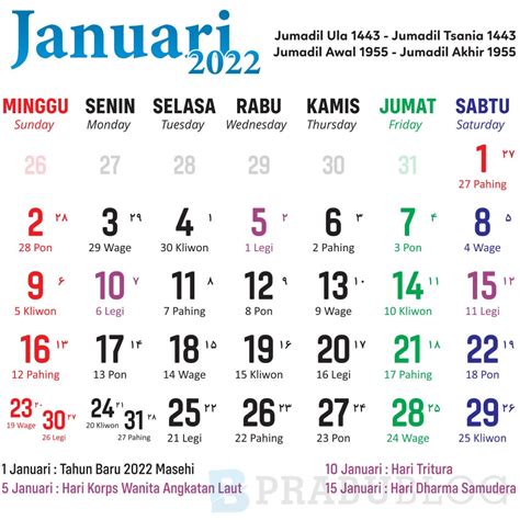 Kalender Januari 2022 Kalender Nasional Dan Jawa Uncut Media