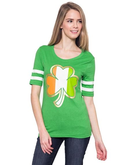 St Patricks Day Juniors T Shirt Irish Flag Shamrock Print Athletic
