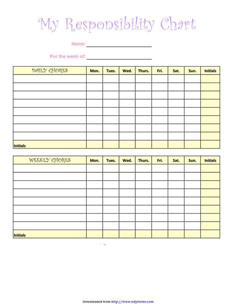 Chores Chart Template Free Printable Template Business Psd Excel