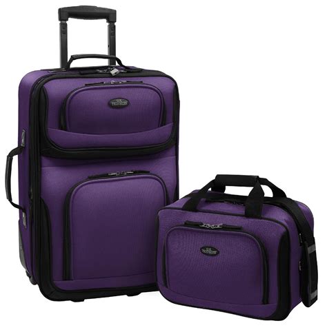 new 2 piece luggage travel set expandable carry on wheeled suitcase and tote bag ebay