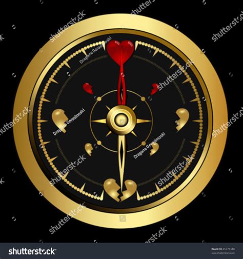 Bright Heart Golden Compass With Hearts Vector 45774340 Shutterstock