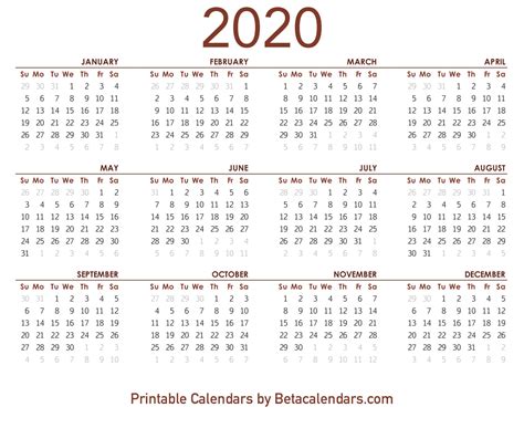 2020 Calendar Beta Calendars
