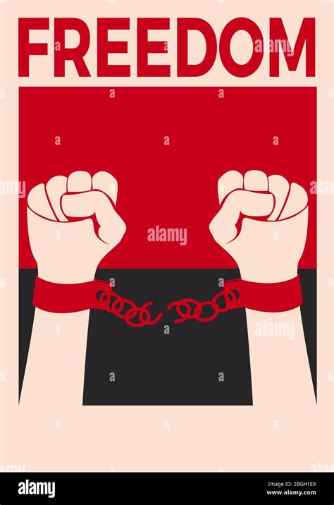 Broken Handcuff Freedom Concept Vector Illustration For Cover Or