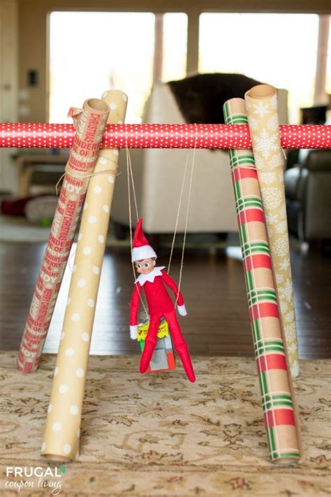 how cute is this elf t wrap swing idea 100s of elf on the shelf ideas on frugal coupon