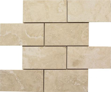 3 X 6 Ivory Travertine Subway Brick Field Tile Filled And Honed