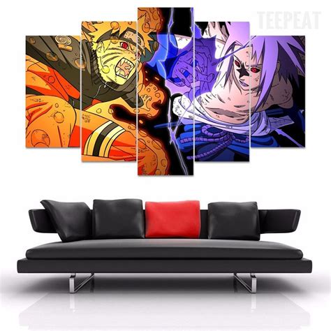 Naruto Vs Sasuke 5 Piece Canvas Painting 5 Piece Canvas Art Canvas