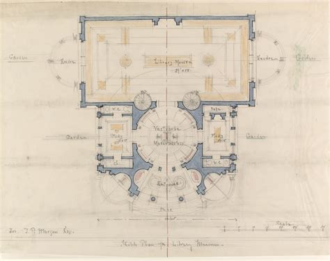 Plan Sketch For Library Museum For J Pierpont Morgan Esq New York