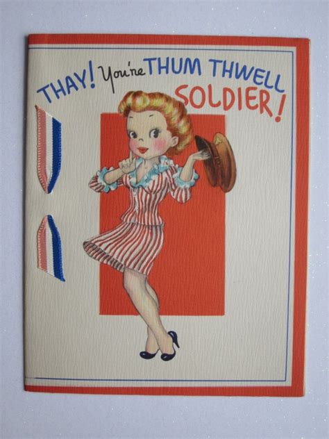 Unused Vintage Soldier Happy Birthday Greeting Card Patriotic