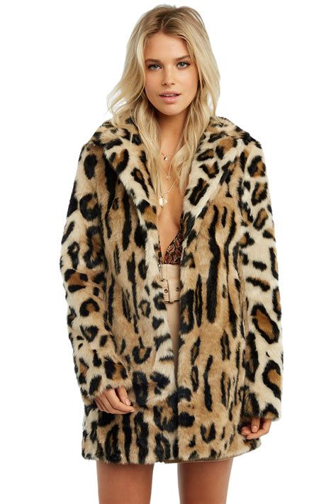 Leopard Faux Fur Coat In Leopard Bardot