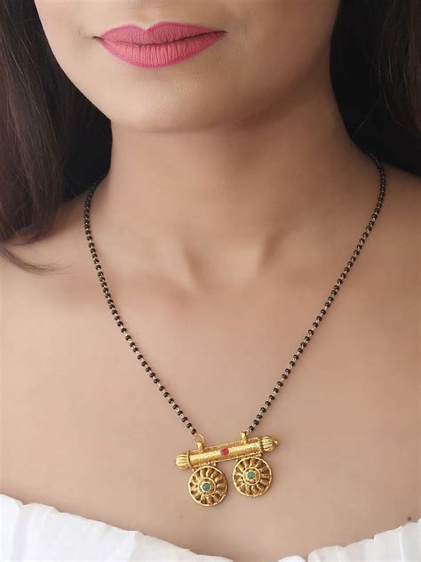 Vati Mangalsuta For Womens Gold Mangalsutra Designs Black Beads Mangalsutra Design Gold