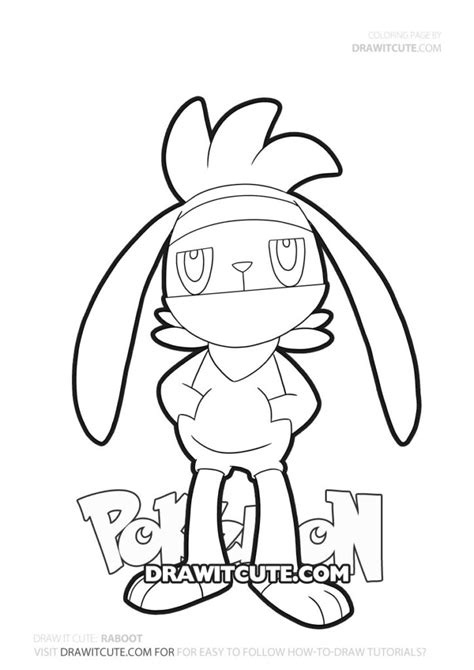 Pokemon Raboot Coloring Page By Draw It Cute