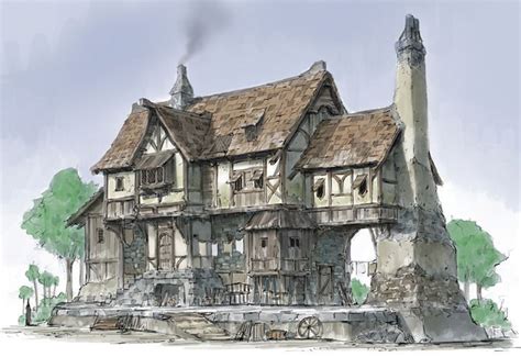 Middle Age Houses By Henn Fantasy Concept Art Medieval Houses