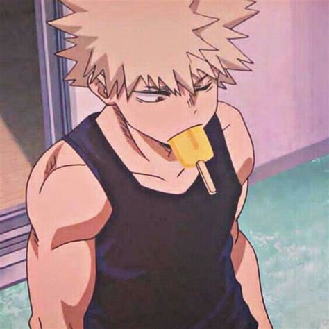 Eating Popsicle Bakugou Katsuki Cute Anime Guys Hero Aesthetic Anime