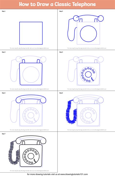 How To Draw A Classic Telephone Vintage Items Step By Step