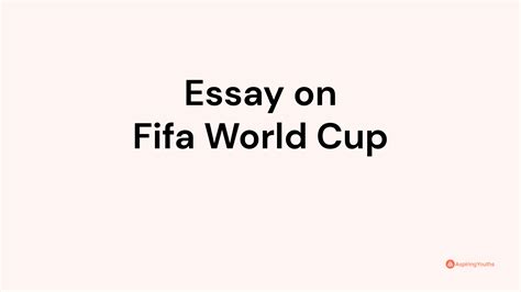 Essay On Fifa World Cup