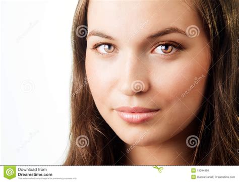 Face Of Young Woman With Beautiful Bright Eyes Stock Photo