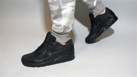 Nike Air Max 90 Essential All Black 537384 090 On Feet Youtube