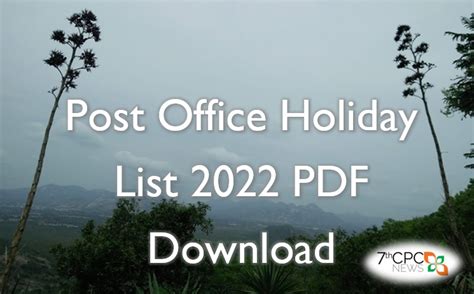 India Post Holiday Calendar 2022 Pdf Download Indian Postal Holidays