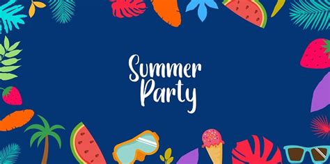 Summer Party Background With Tropical Plants Leaf And Beach Vibes