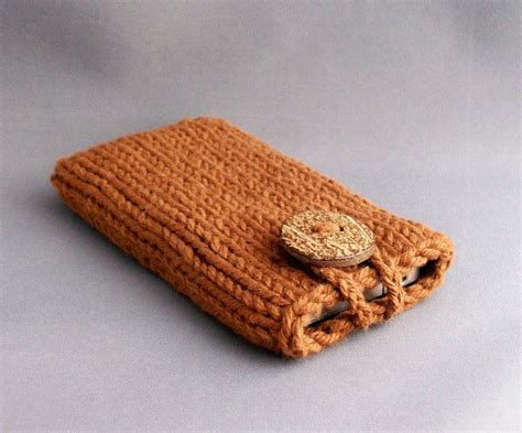 Hand Knit Cell Phone Cover Smartphone Cozy Sleeve Copper Etsy