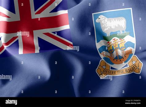 3d La Bandera De Las Islas Malvinas Es Una Región Del Reino Unido Ondeando Sobre El Fondo
