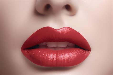Premium Ai Image Sexy Beauty Red Lips Makeup Detail Beautiful Closeup