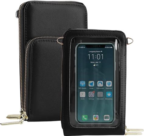 I Will Crossbody Mobile Phone Bag Clear Transparent Window Touch Screen
