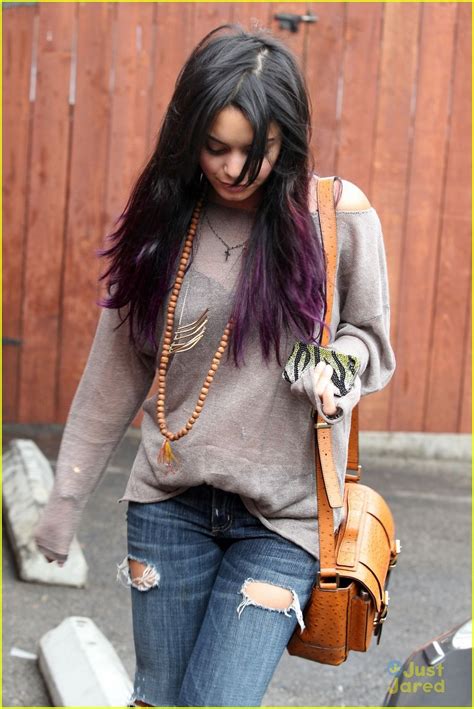 Vanessa hudgens shows off toned midriff in crop top and tie dye pants as she collects at home delivery. Vanessa Hudgens debuts purple highlights.: ohnotheydidnt ...